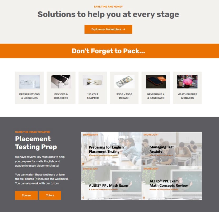 Shorelight Connect Pre-Arrival Page (Middle)