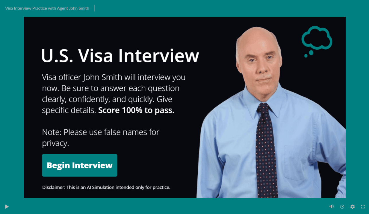 AI SIM Visa Interview Cover Image with Agent John Smith