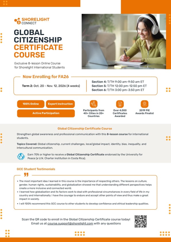 Global Citizenship Certificate Course Registration Flyer