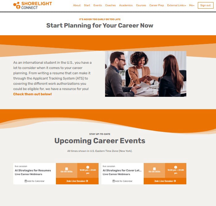 Shorelight Connect Career Prep Page (Top)