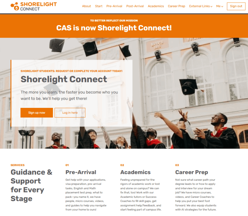 Shorelight Connect Home Page
