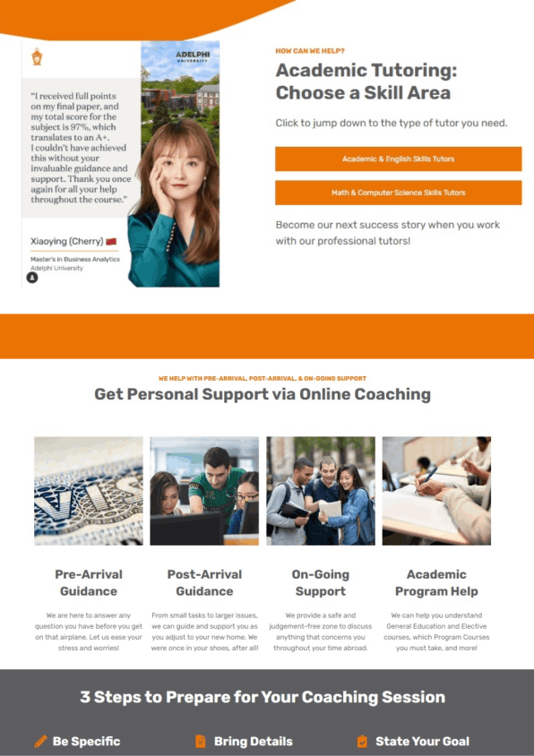 Tutoring & Coaching Pages