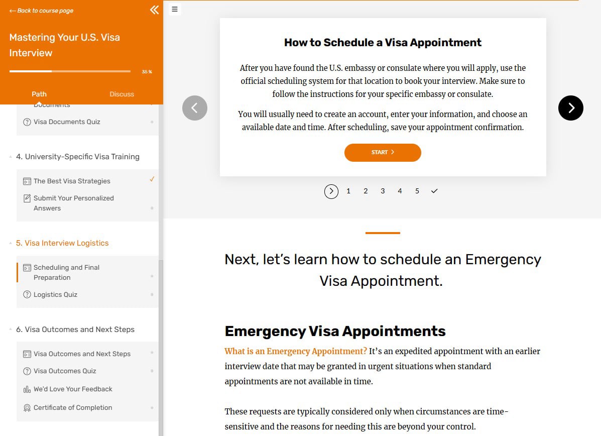 Visa Course Storyline 360 Tabbed Database